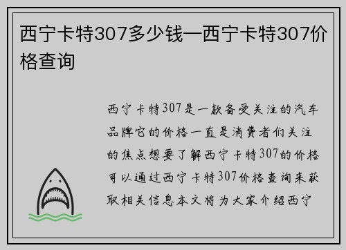 西宁卡特307多少钱—西宁卡特307价格查询